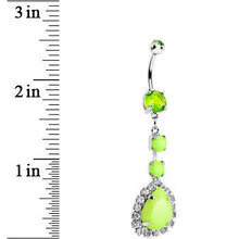 将图片加载到图库查看器，Light Green Neon Gem Teardrop Dangle Belly Ring
