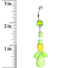 Load image into Gallery viewer, Light Green Yellow Gem Neon Leaf Vine Dangle Belly Ring
