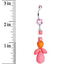 Load image into Gallery viewer, Pink Gem Neon Heart Leaf Vine Dangle Belly Ring
