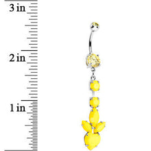 Load image into Gallery viewer, Yellow Gem Neon Heart Petals Flower Dangle Belly Ring
