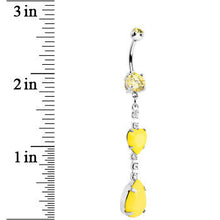 Load image into Gallery viewer, Yellow Gem Neon Heart Teardrop Dangle Belly Ring
