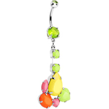将图片加载到图库查看器，Green Yellow Orange Pink Gem Neon Jumble Dangle Belly Ring
