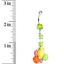 将图片加载到图库查看器，Green Yellow Orange Pink Gem Neon Jumble Dangle Belly Ring
