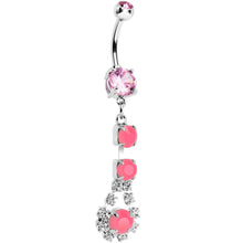 将图片加载到图库查看器，Pink Gem Neon Splash Crystal Teardrop Dangle Belly Ring
