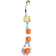 Load image into Gallery viewer, Orange Gem Neon Splash Crystal Teardrop Dangle Belly Ring
