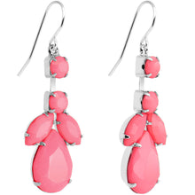 将图片加载到图库查看器，Faux Pink Stone Neon Leaf Vine Dangle Earrings
