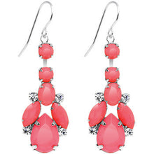 Load image into Gallery viewer, Clear Gem Pink Neon Bewitching Teardrops Chandelier Earrings
