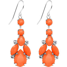 将图片加载到图库查看器，Clear Gem Orange Neon Bewitching Teardrops Chandelier Earrings
