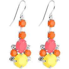 将图片加载到图库查看器，Clear Gem Multi Neon Balloons Chandelier Earrings
