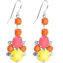 将图片加载到图库查看器，Clear Gem Multi Neon Balloons Chandelier Earrings
