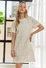 Load image into Gallery viewer, Applique Round Neck Short Sleeve Shift Dress – Timeless &amp; Elegant Round Neck Shift Dress with Sophisticated Applique Detailing for Versatile Day-to-Night Wear

