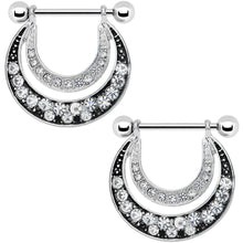将图片加载到图库查看器，14G 5/8 Clear Gem Radiant Moonlit Night Nipple Shield Set
