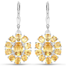 Load image into Gallery viewer, 12.24 Carat Genuine Citrine and White Topaz .925 Sterling Silver 3 Piece Jewelry Set (Ring, Earrings, and Pendant w/ Chain)
