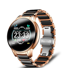 将图片加载到图库查看器，New Ceramic Smart Sport Fitness Watch For Women With Heart Rate Blood Pressure Monitor For Android and  IOS Sistems Sport Multifunctional Steel Belt Smartwatch
