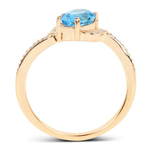 Load image into Gallery viewer, 1.04 Carat Genuine Swiss Blue Topaz and White Diamond 14K Yellow Gold Ring
