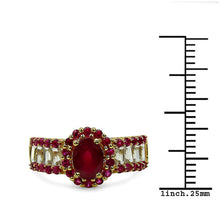 将图片加载到图库查看器，2.89 Carat Glass Filled Ruby, Created Ruby and White Topaz .925 Sterling Silver Ring
