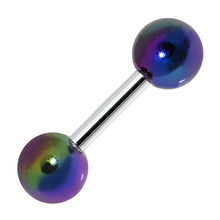 Load image into Gallery viewer, 16G 1/4 4mm Acrylic Metallic Rainbow Tragus Cartilage Barbell
