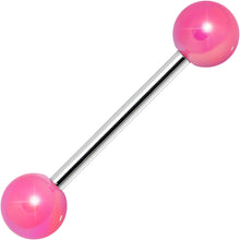 Load image into Gallery viewer, Pink Metallic Acrylic Barbell Tongue Ring

