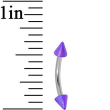 Load image into Gallery viewer, 16G Metallic Acrylic Purple Spike Curved Eyebrow Ring
