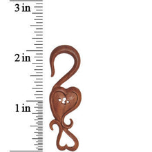 Load image into Gallery viewer, 6G Organic Sabo Wood Key to My Heart Hanger Plug Set
