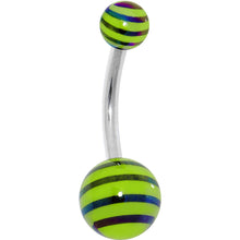 Load image into Gallery viewer, Green and Black Acrylic Striped Belly Ring
