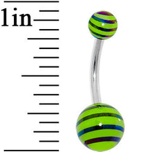 Load image into Gallery viewer, Green and Black Acrylic Striped Belly Ring
