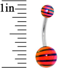 Load image into Gallery viewer, Orange and Black Acrylic Striped Belly Ring
