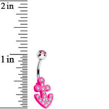 Load image into Gallery viewer, Pink Gem Neon Pink Nautical Anchor Glam Belly Ring
