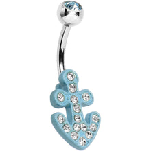 将图片加载到图库查看器，Aqua Gem Aqua Nautical Anchor Glam Belly Ring
