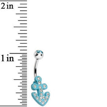 将图片加载到图库查看器，Aqua Gem Aqua Nautical Anchor Glam Belly Ring
