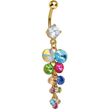 将图片加载到图库查看器，Multi Gem Gold Heavenly Drops Dangle Belly Ring
