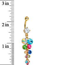 将图片加载到图库查看器，Multi Gem Gold Heavenly Drops Dangle Belly Ring
