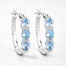 Load image into Gallery viewer, 1.75 Carat Genuine Aquamarine and White Diamond .925 Sterling Silver Earrings
