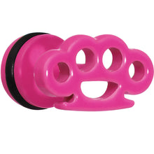 将图片加载到图库查看器，Pink Neon Enamel Brass Knuckles Cheater Plug
