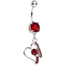将图片加载到图库查看器，Red Gem Crystalline Mending Heart Dangle Belly Ring
