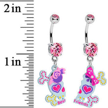 Load image into Gallery viewer, Pink Gem Sugar Skull Best Friends Dangle Belly Ring Set
