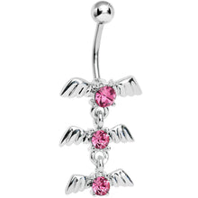 将图片加载到图库查看器，Rose Flower Gem Winged Totem Dangle Belly Ring
