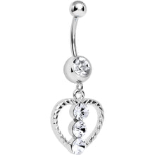将图片加载到图库查看器，Crystalline Gem Roped Heart Dangle Belly Ring
