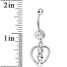 将图片加载到图库查看器，Crystalline Gem Roped Heart Dangle Belly Ring
