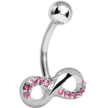 Load image into Gallery viewer, Infinity Symbol Pink Gem Belly Button Ring
