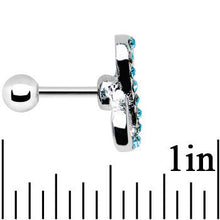 Load image into Gallery viewer, 16G 1/4 Aqua Gem Silver Tone Infinity Symbol Tragus Cartilage Earring
