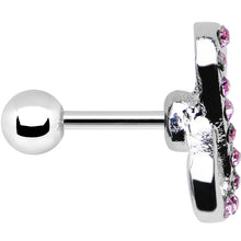 Load image into Gallery viewer, 16G 1/4 Pink Gem Silver Tone Infinity Symbol Tragus Cartilage Earring
