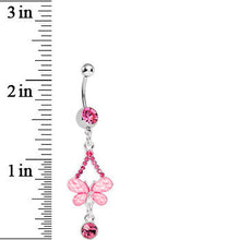 将图片加载到图库查看器，Pink Gem Heavenly Butterfly Double Drop Belly Ring
