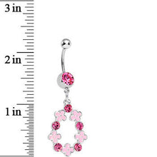 将图片加载到图库查看器，Pink Gem Hugs and Kisses Dangle Belly Ring
