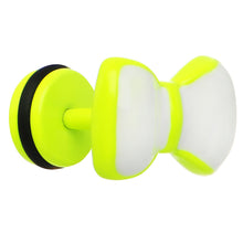 将图片加载到图库查看器，White on Light Green Neon Enamel Bow Tie Cheater Plug
