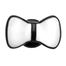 Load image into Gallery viewer, White on Black Enamel Bow Tie Cheater Plug
