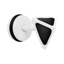 Load image into Gallery viewer, White on Black Enamel 3-D Triangle Cheater Plug
