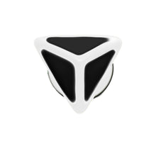 Load image into Gallery viewer, White on Black Enamel 3-D Triangle Cheater Plug
