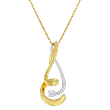 Load image into Gallery viewer, Espira 10K Two-Tone Gold 1/10 cttw Round Cut Diamond Swirl Pendant Necklace (I-J, I2-I3)
