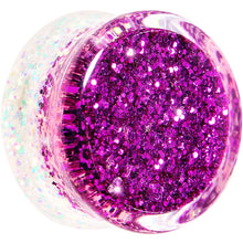 Load image into Gallery viewer, 20mm Purple Pink White Acrylic Glitter Party Saddle Plug
